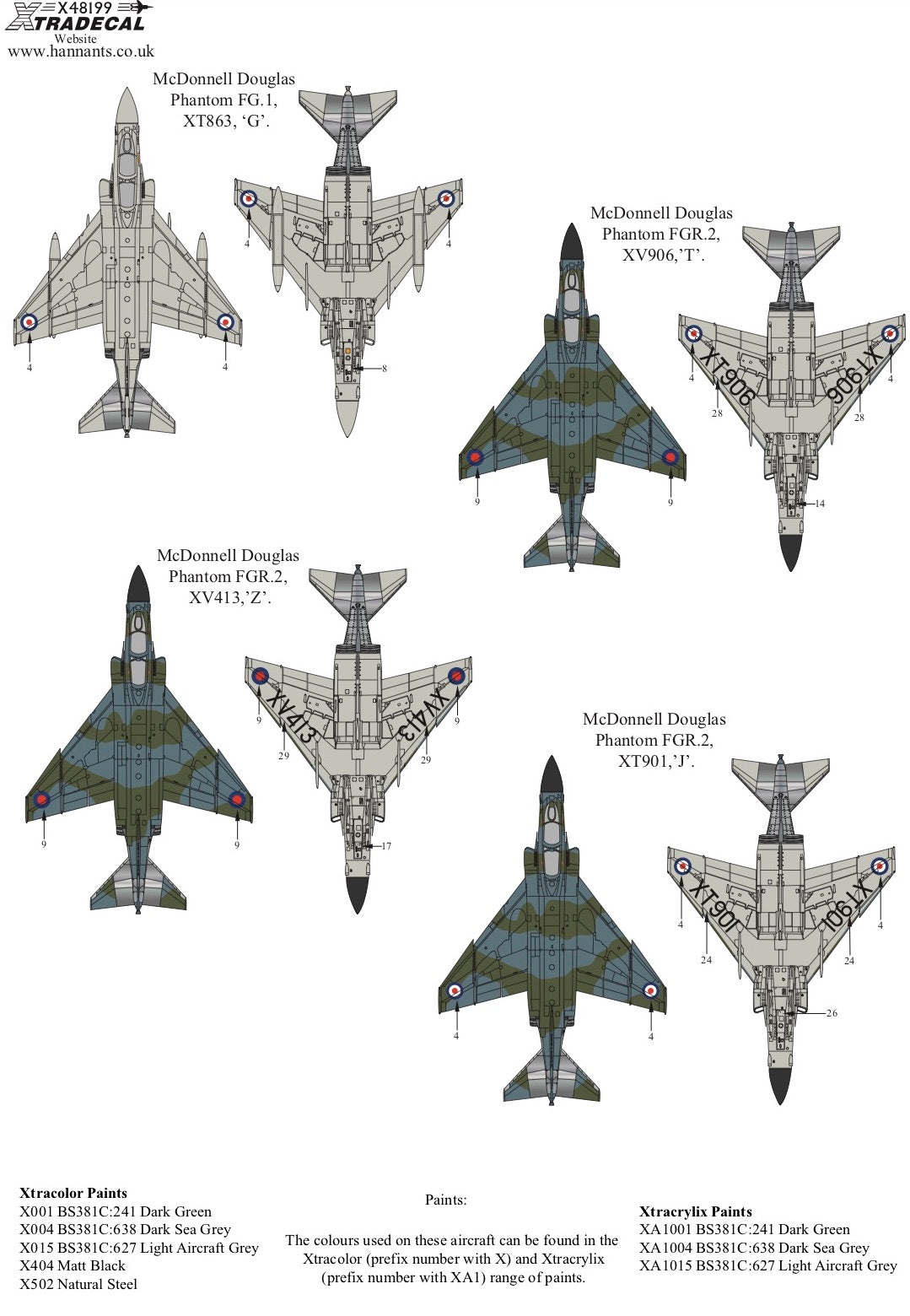 Xtradecal 48199 1:48 Royal Air Force Phantom FG.1 & FGR.2 Part 1