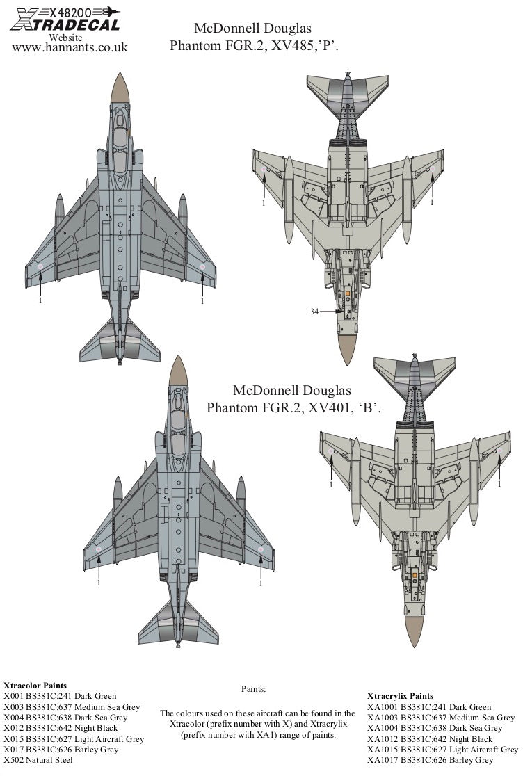 Xtradecal X48200 1:48 Phantom FG.1/FGR.2