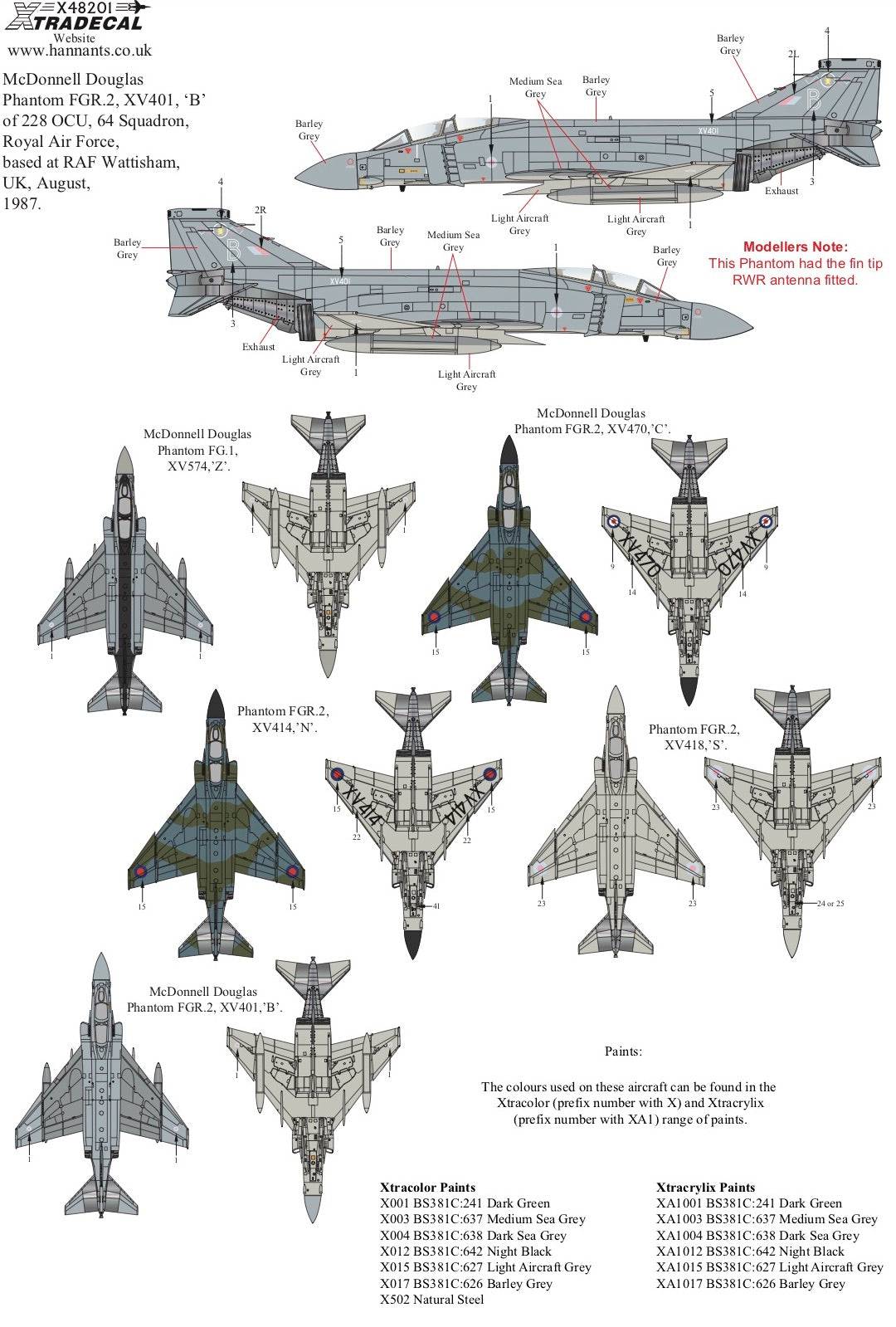 Xtradecal 48201 1:48 Royal Air Force Phantom FG.1 & FGR.2 Part 3