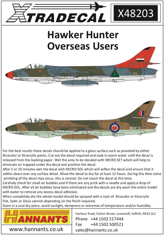 Xtradecal 48203 1:48 Hawker Hunters Overseas Users