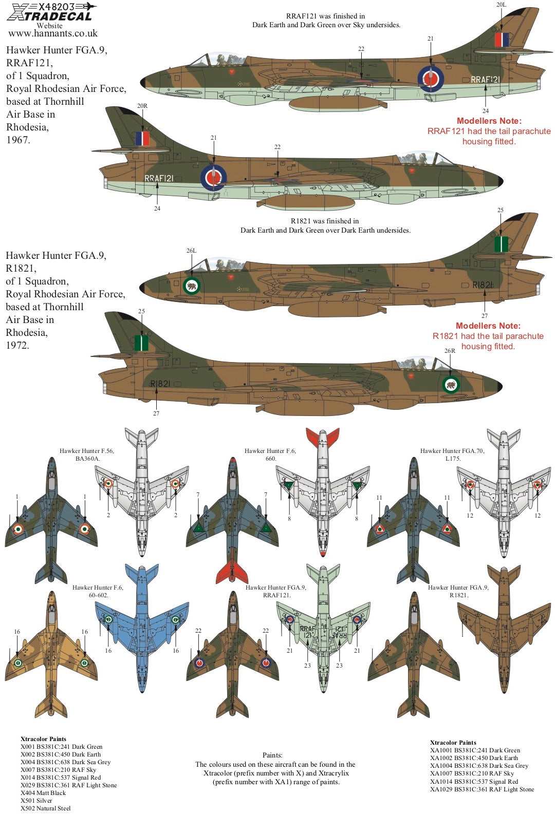 Xtradecal 48203 1:48 Hawker Hunters Overseas Users