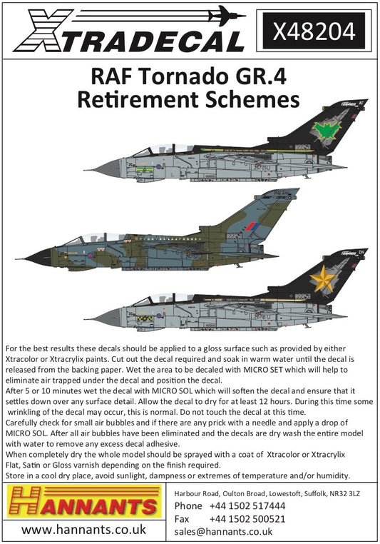 Xtradecal 48204 1:48 RAF Panavia Tornado GR.4 Retirement Schemes