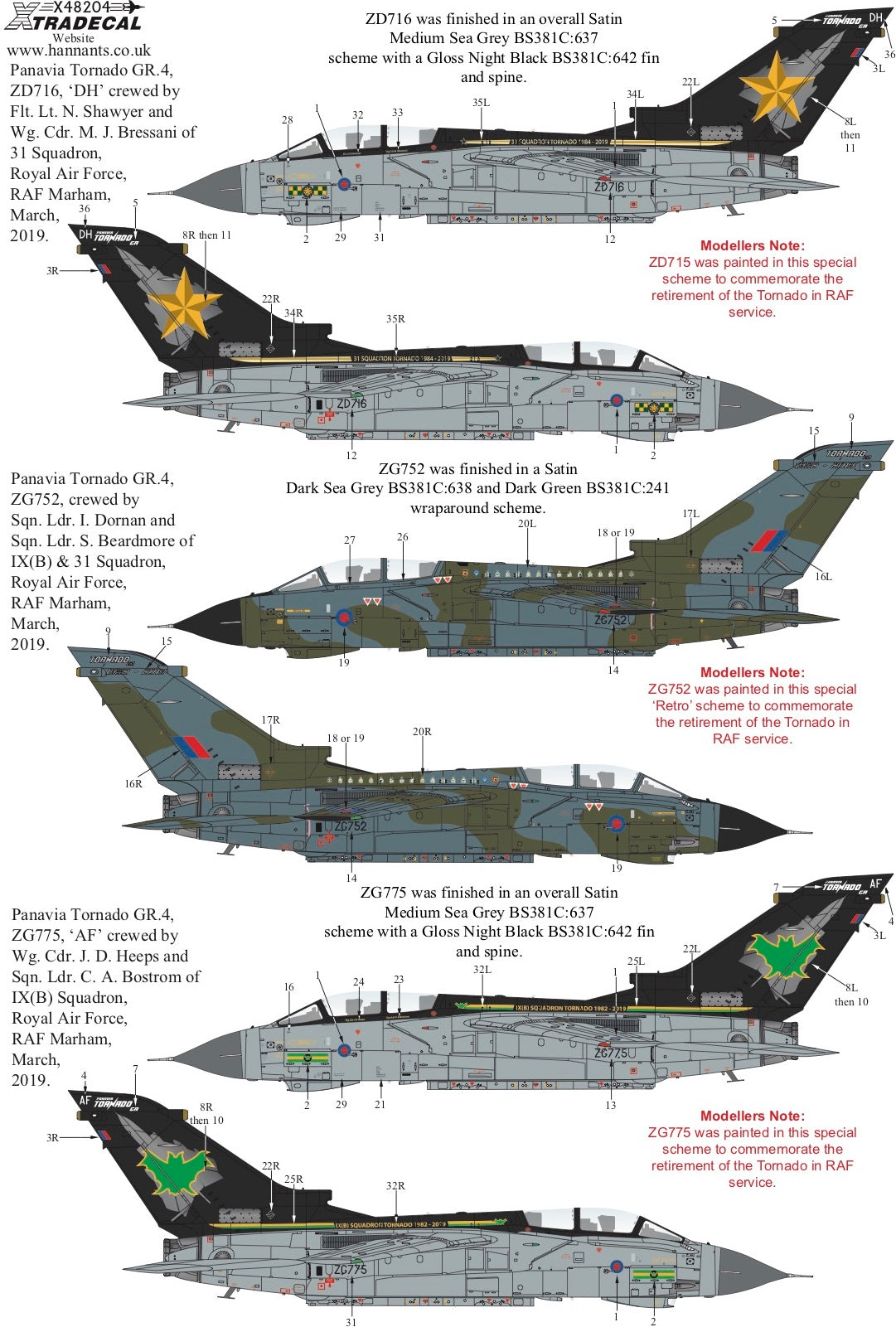 Xtradecal 48204 1:48 RAF Panavia Tornado GR.4 Retirement Schemes