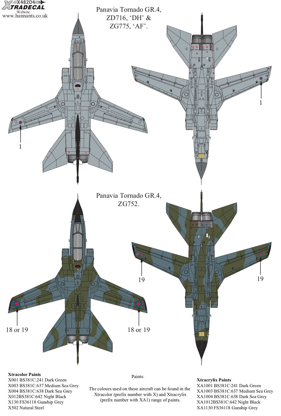 Xtradecal 48204 1:48 RAF Panavia Tornado GR.4 Retirement Schemes