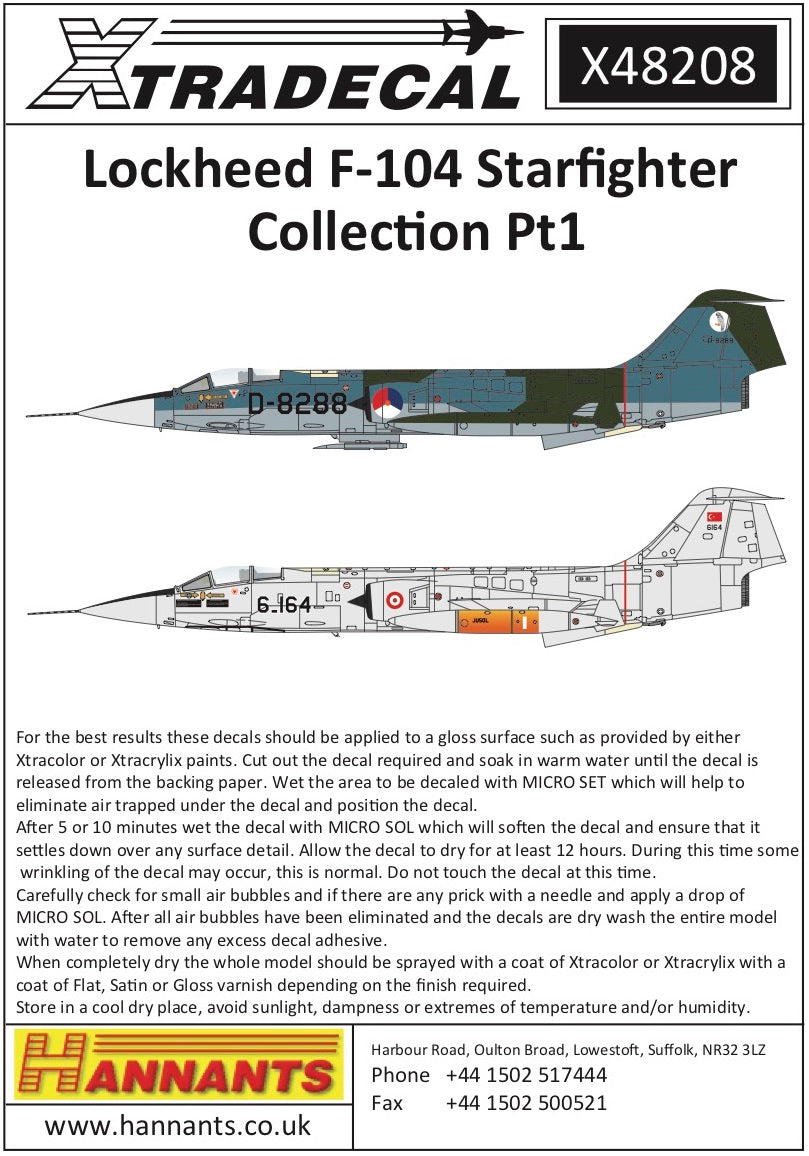 Xtradecal 48208 1:48 Lockheed F-104 Starfighter Collection Part 1