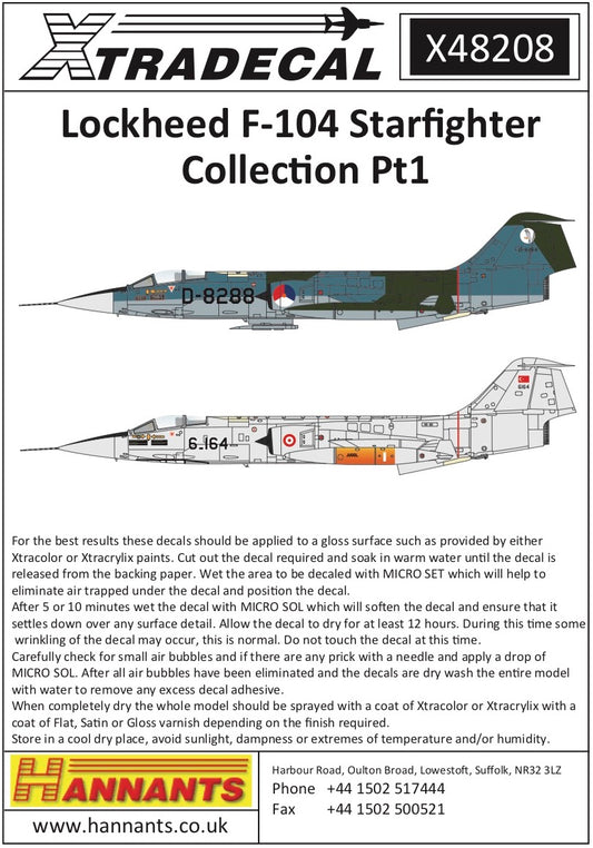 Xtradecal 48208 1:48 Lockheed F-104 Starfighter Collection Part 1