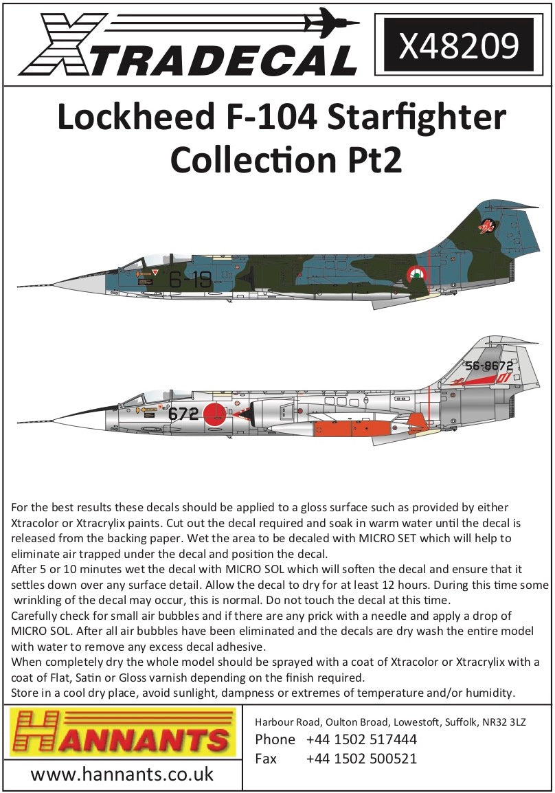 Xtradecal 48209 1:48 Lockheed F-104 Starfighter Collection Part 2