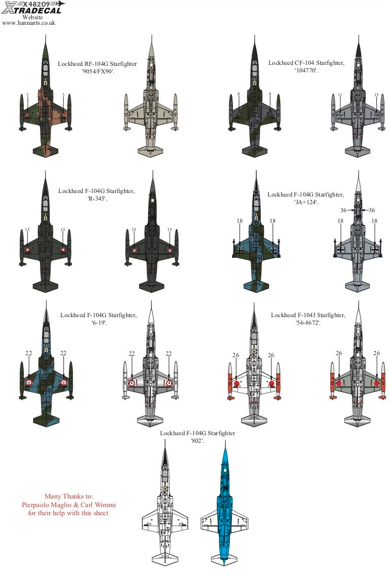 Xtradecal 48209 1:48 Lockheed F-104 Starfighter Collection Part 2