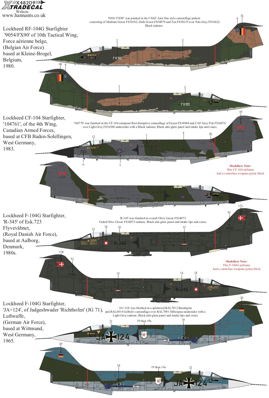 Xtradecal 48209 1:48 Lockheed F-104 Starfighter Collection Part 2