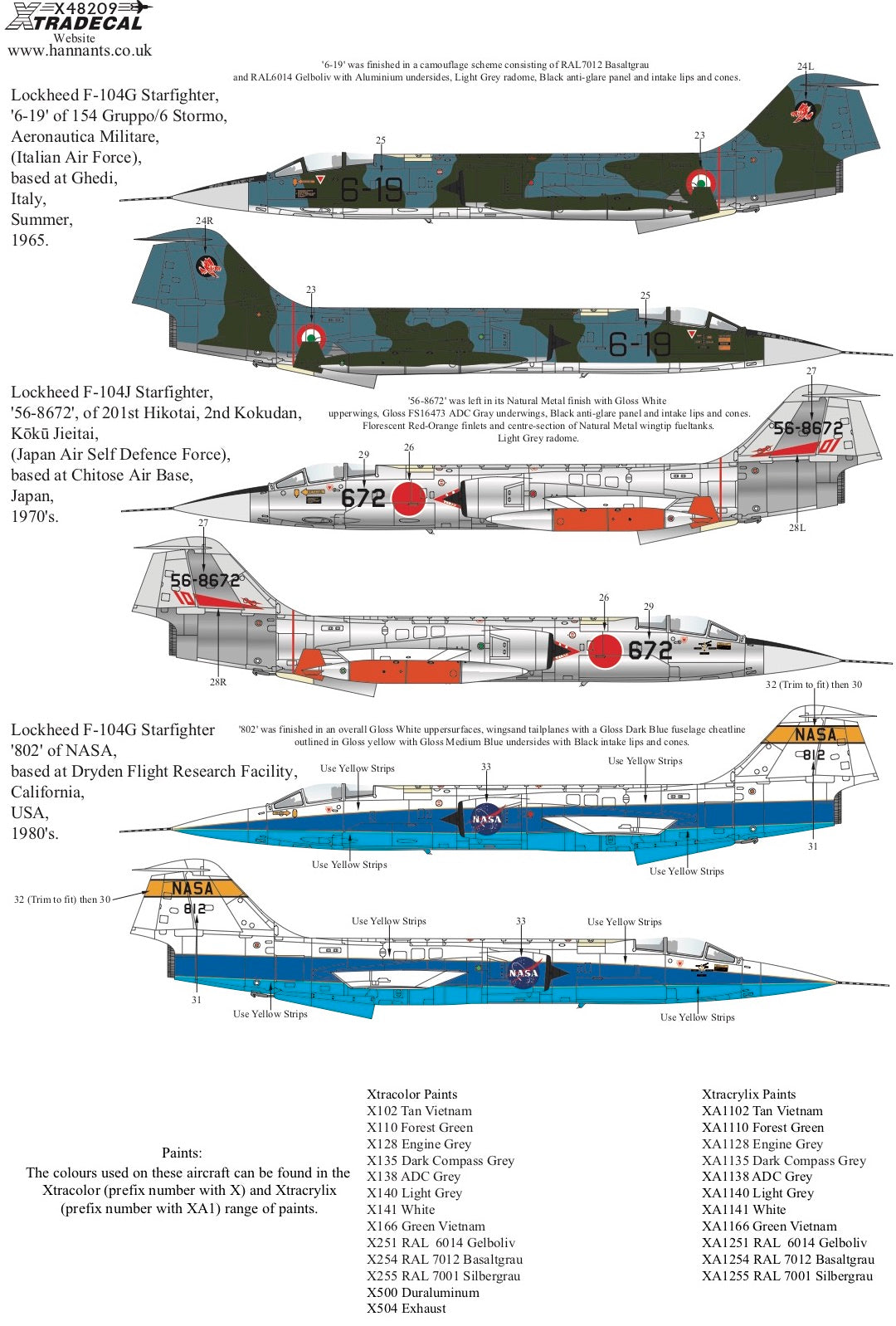 Xtradecal 48209 1:48 Lockheed F-104 Starfighter Collection Part 2