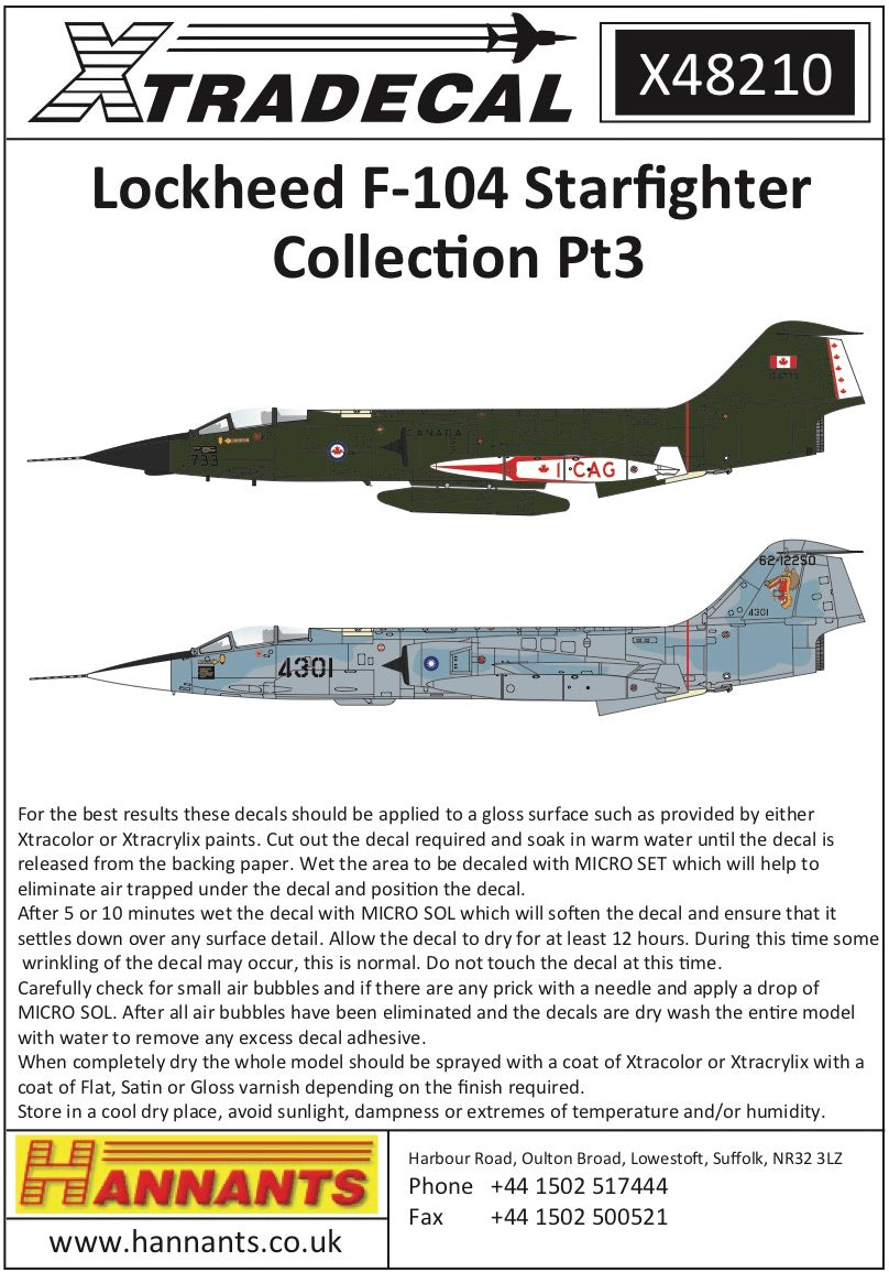 Xtradecal 48210 1:48 Lockheed F-104 Starfighter Collection Part 3