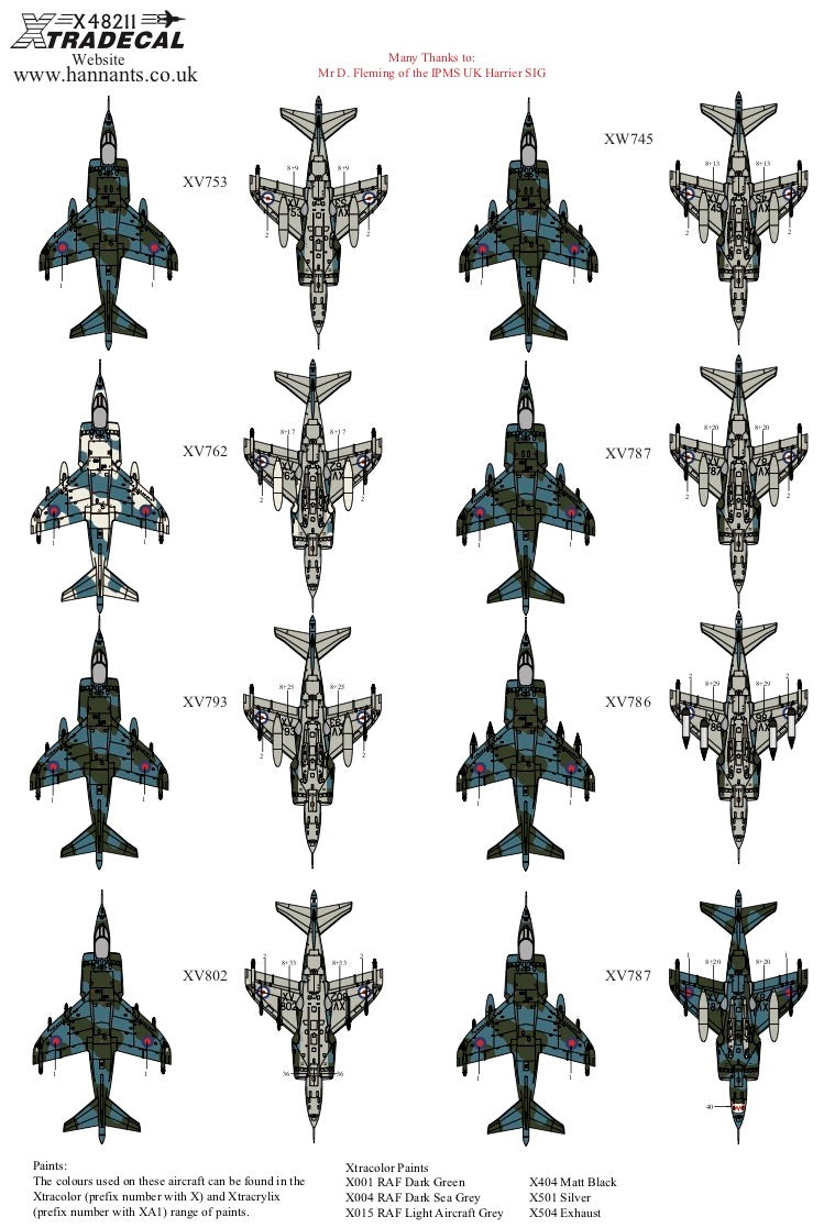 Xtradecal 48211 1:48 Early RAF Harrier GR.1/3s