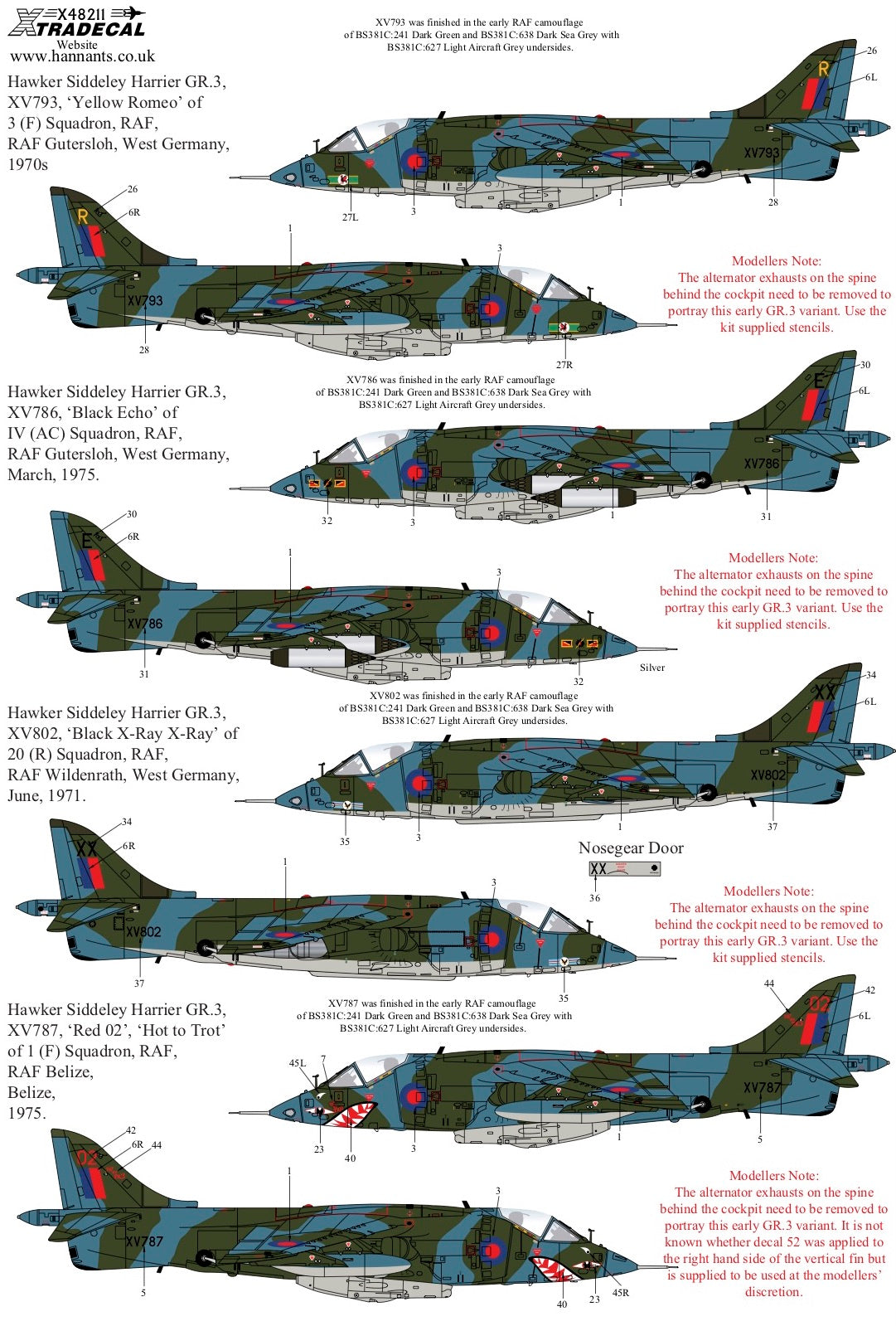 Xtradecal 48211 1:48 Early RAF Harrier GR.1/3s