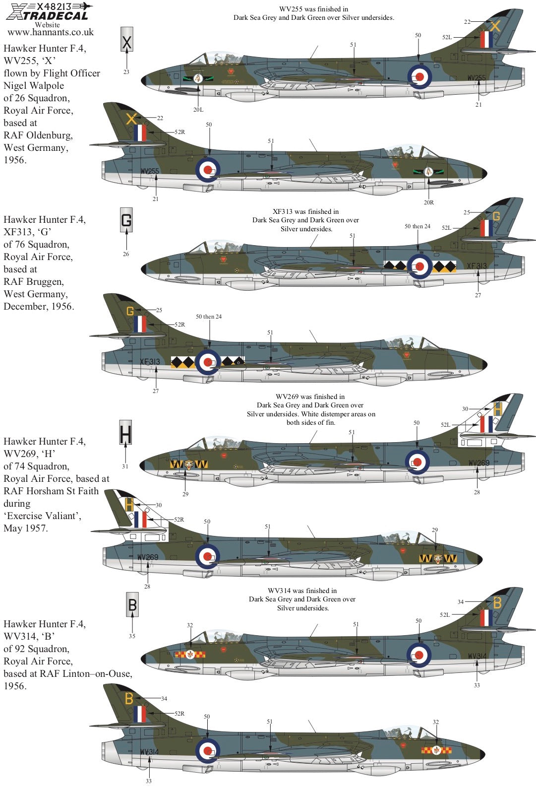 Xtradecal 48213 1:48 Hawker Hunter F.4