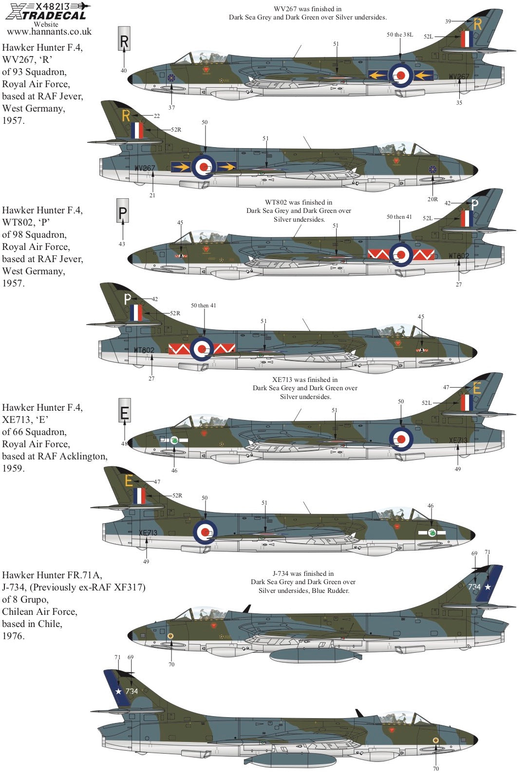 Xtradecal 48213 1:48 Hawker Hunter F.4