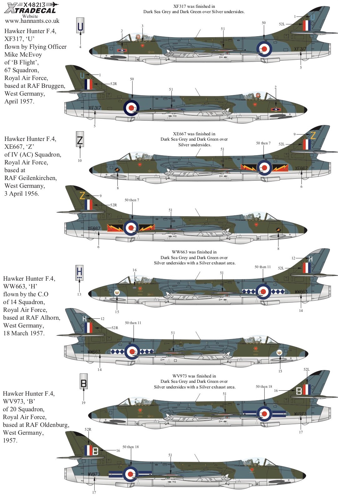 Xtradecal 48213 1:48 Hawker Hunter F.4