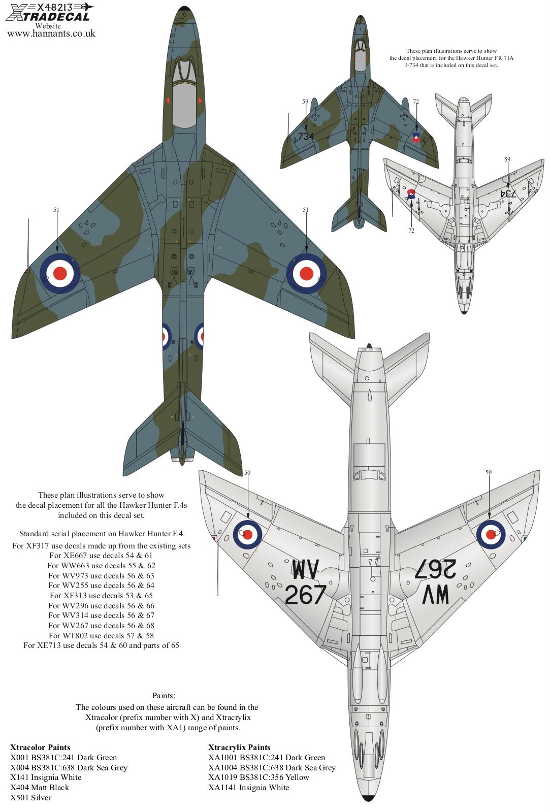 Xtradecal 48213 1:48 Hawker Hunter F.4