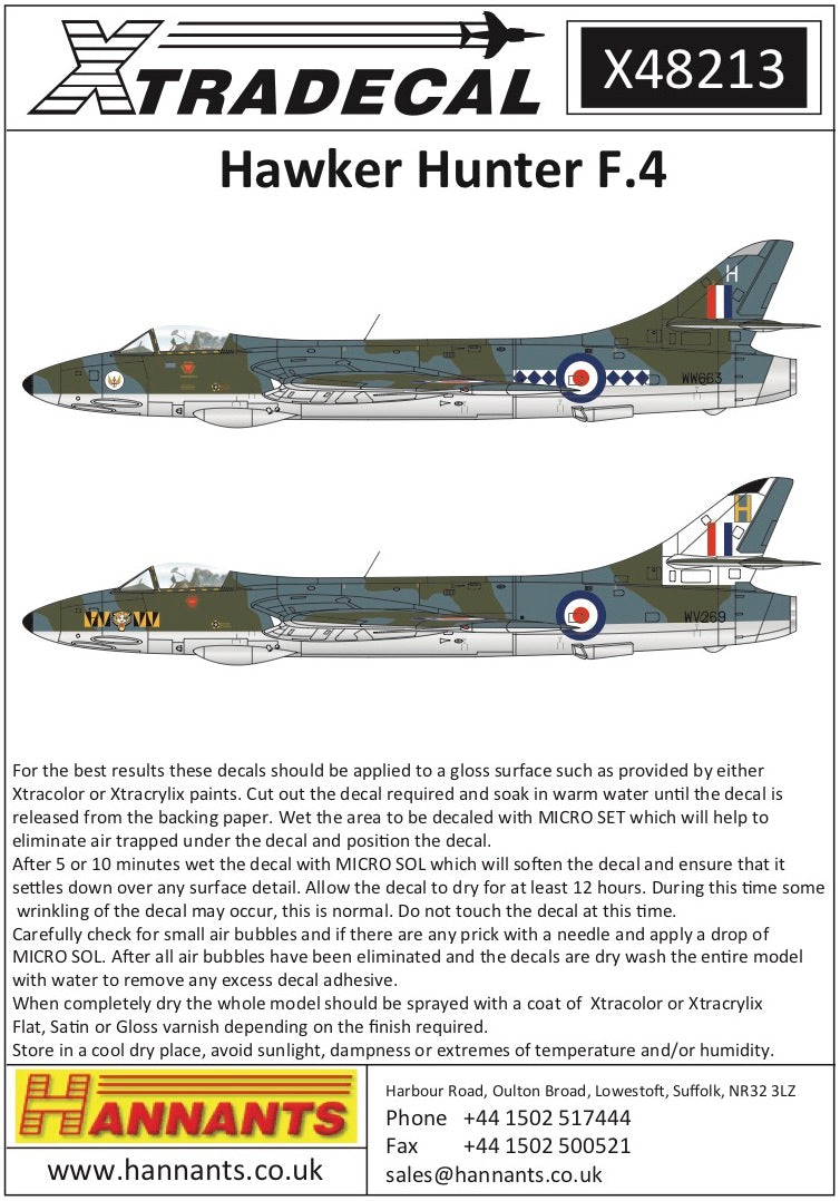 Xtradecal 48213 1:48 Hawker Hunter F.4