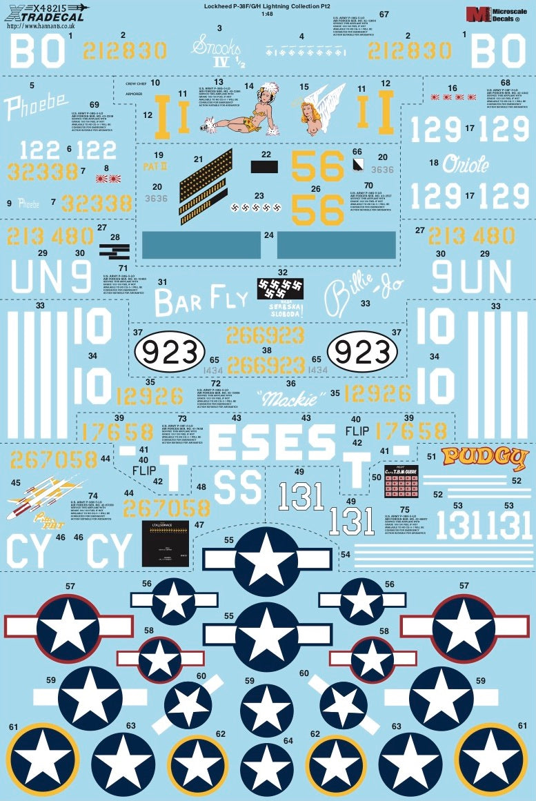 Xtradecal 48215 1:48 Lockheed P-38F/G/H Lightning Collection Part 2