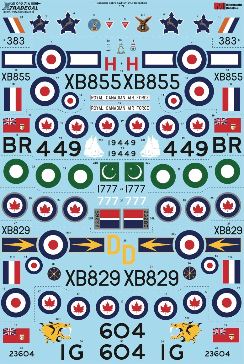 Xtradecal 48216 1:48 Canadair Sabre F.2/F.4/F.5/F.6 Collection