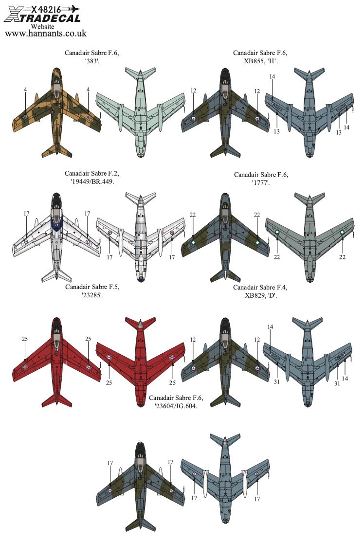 Xtradecal 48216 1:48 Canadair Sabre F.2/F.4/F.5/F.6 Collection