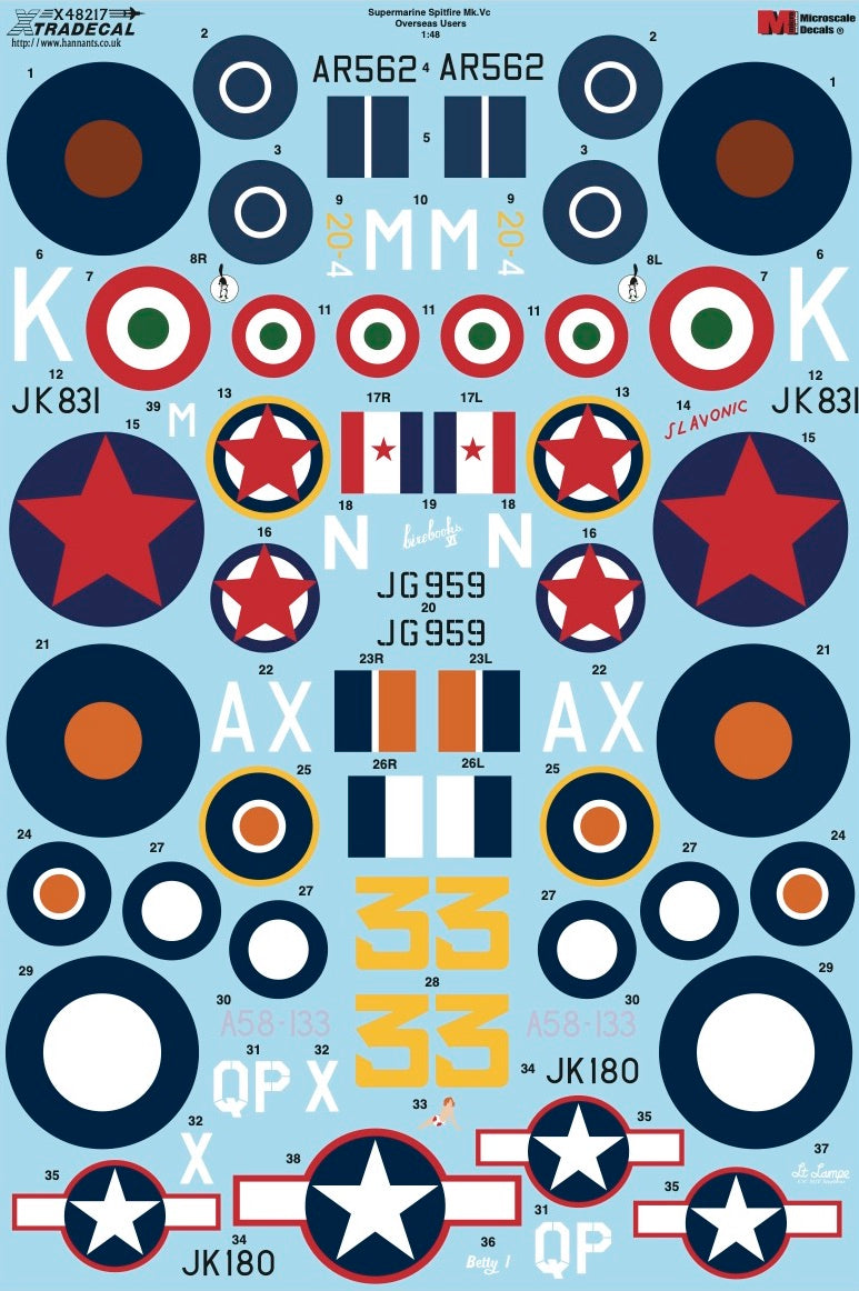 Xtradecal 48217 1:48 Supermarine Spitfire Mk.Vc Overseas Users