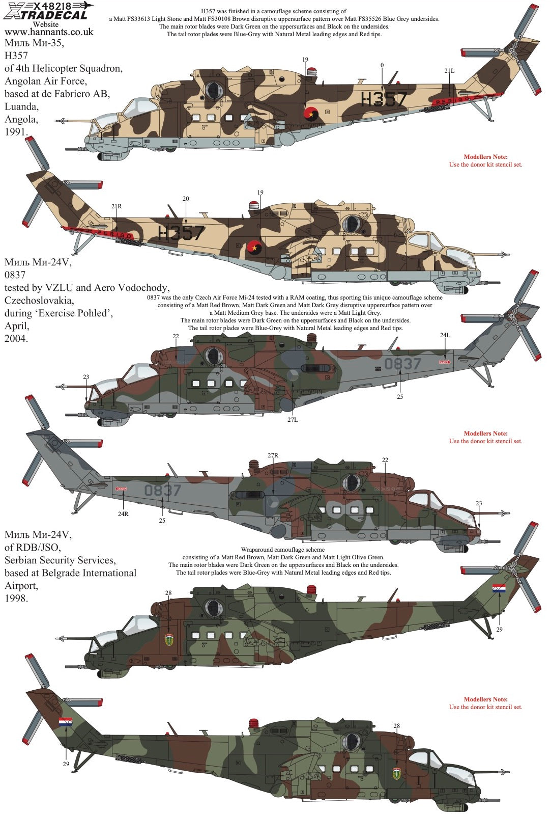 Xtradecal 48218 1:48 Mil Mi-24/35 Hind Collection