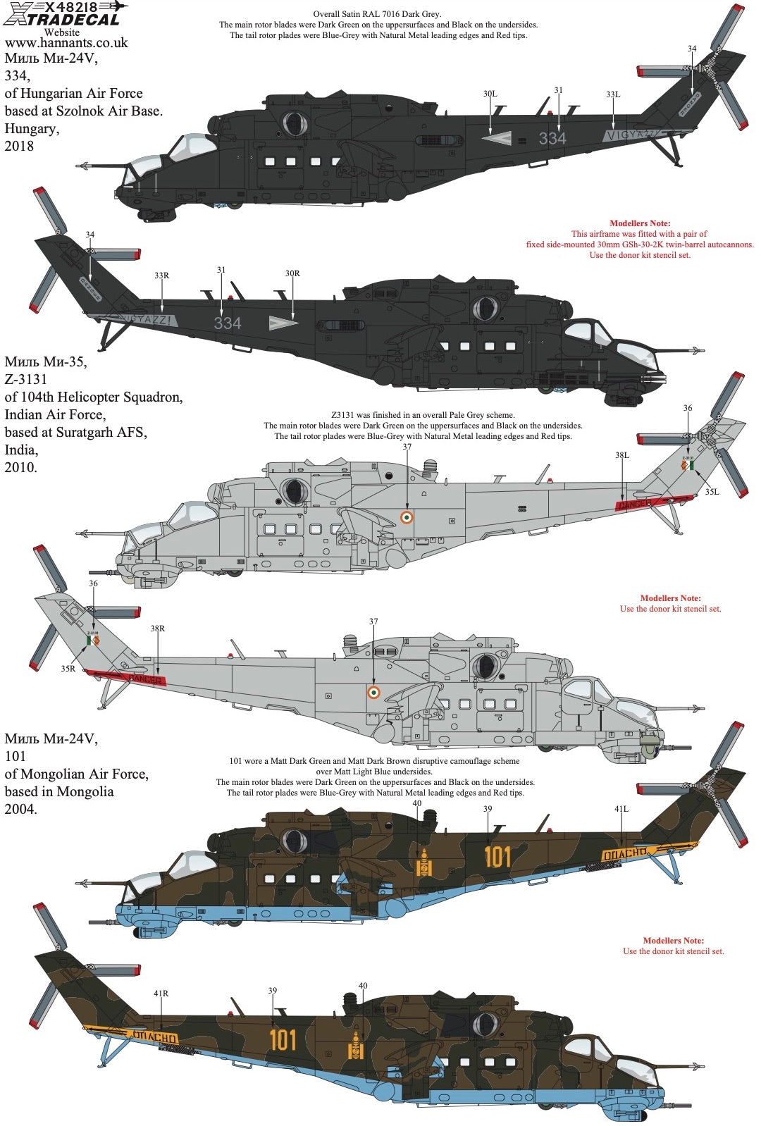 Xtradecal 48218 1:48 Mil Mi-24/35 Hind Collection