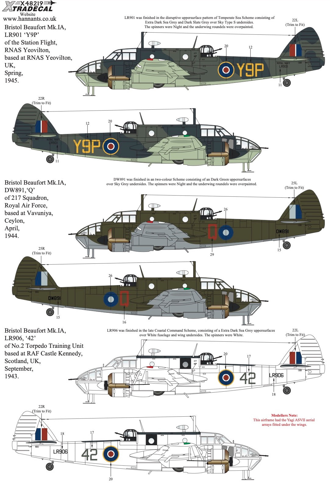 Xtradecal 48219 1:48 Bristol Beaufort Mk.I/IA Collection Part 1