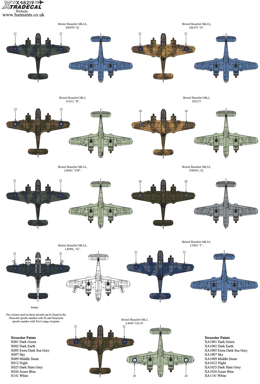 Xtradecal 48219 1:48 Bristol Beaufort Mk.I/IA Collection Part 1