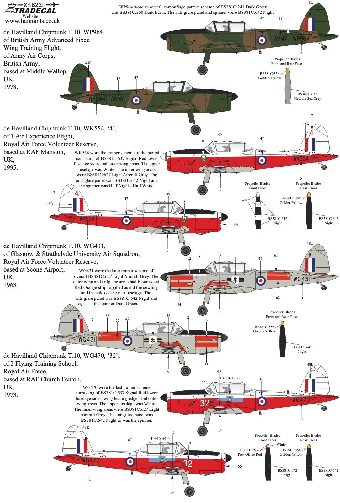 Xtradecal 48221 1:48 de Havilland Chipmunk in Military Service Part 1