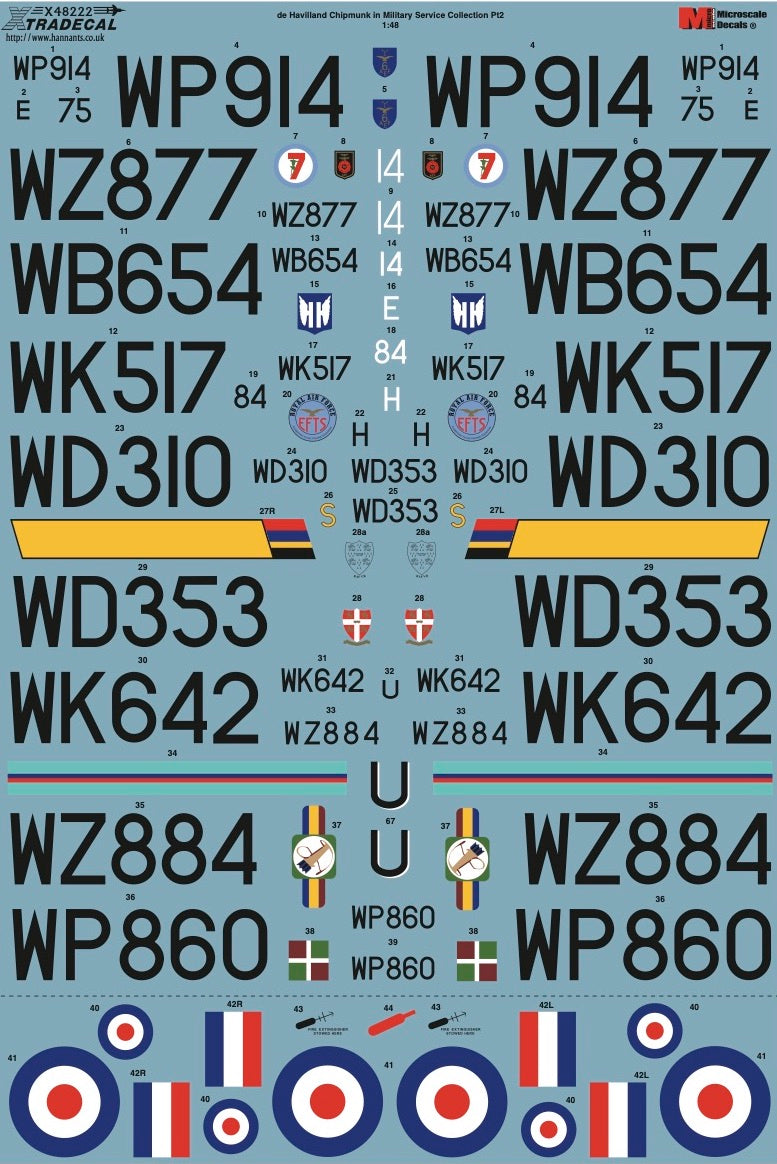 Xtradecal 48222 1:48 de Havilland Chipmunk in Military Service Part 2