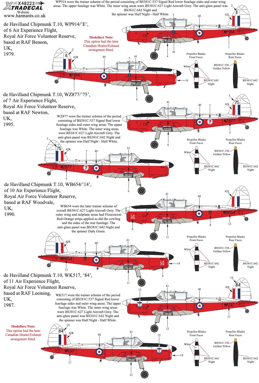 Xtradecal 48222 1:48 de Havilland Chipmunk in Military Service Part 2