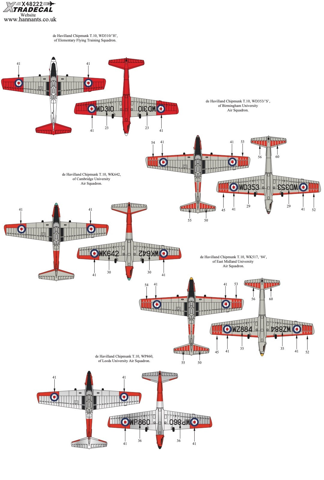 Xtradecal 48222 1:48 de Havilland Chipmunk in Military Service Part 2