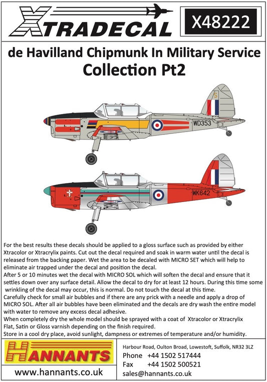 Xtradecal 48222 1:48 de Havilland Chipmunk in Military Service Part 2