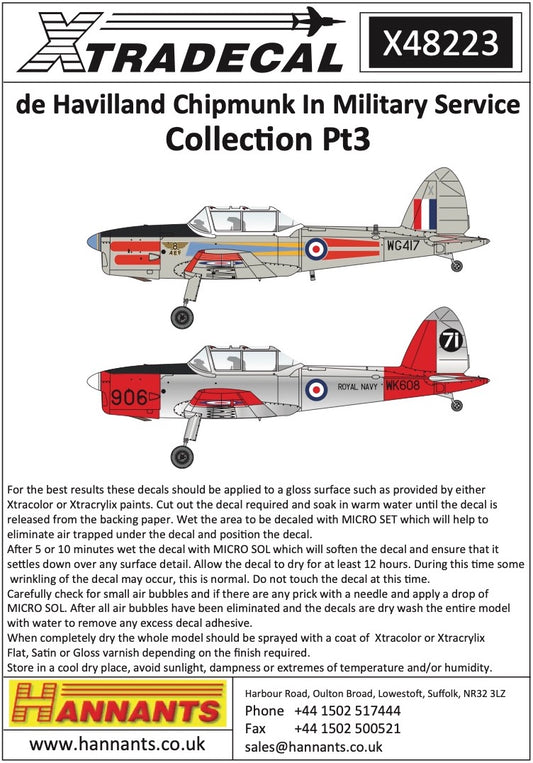 Xtradecal 48223 1:48 de Havilland Chipmunk in Military Service Part 3