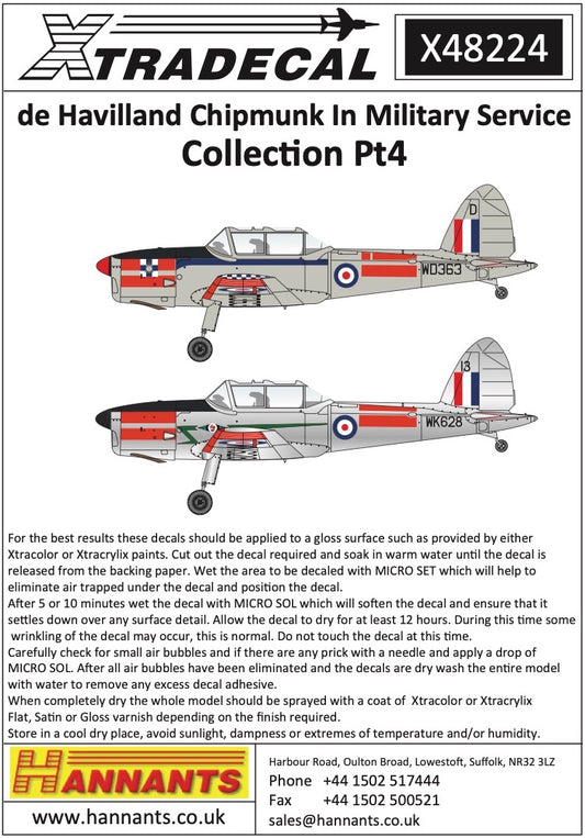 Xtradecal 48224 1:48 de Havilland Chipmunk in Military Service Part 4