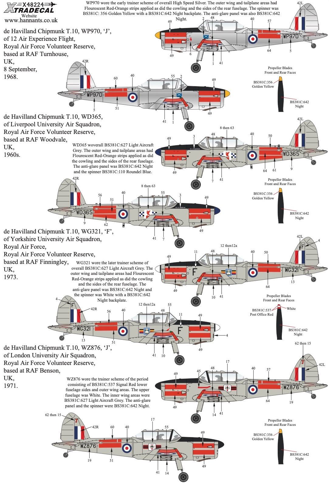 Xtradecal 48224 1:48 de Havilland Chipmunk in Military Service Part 4