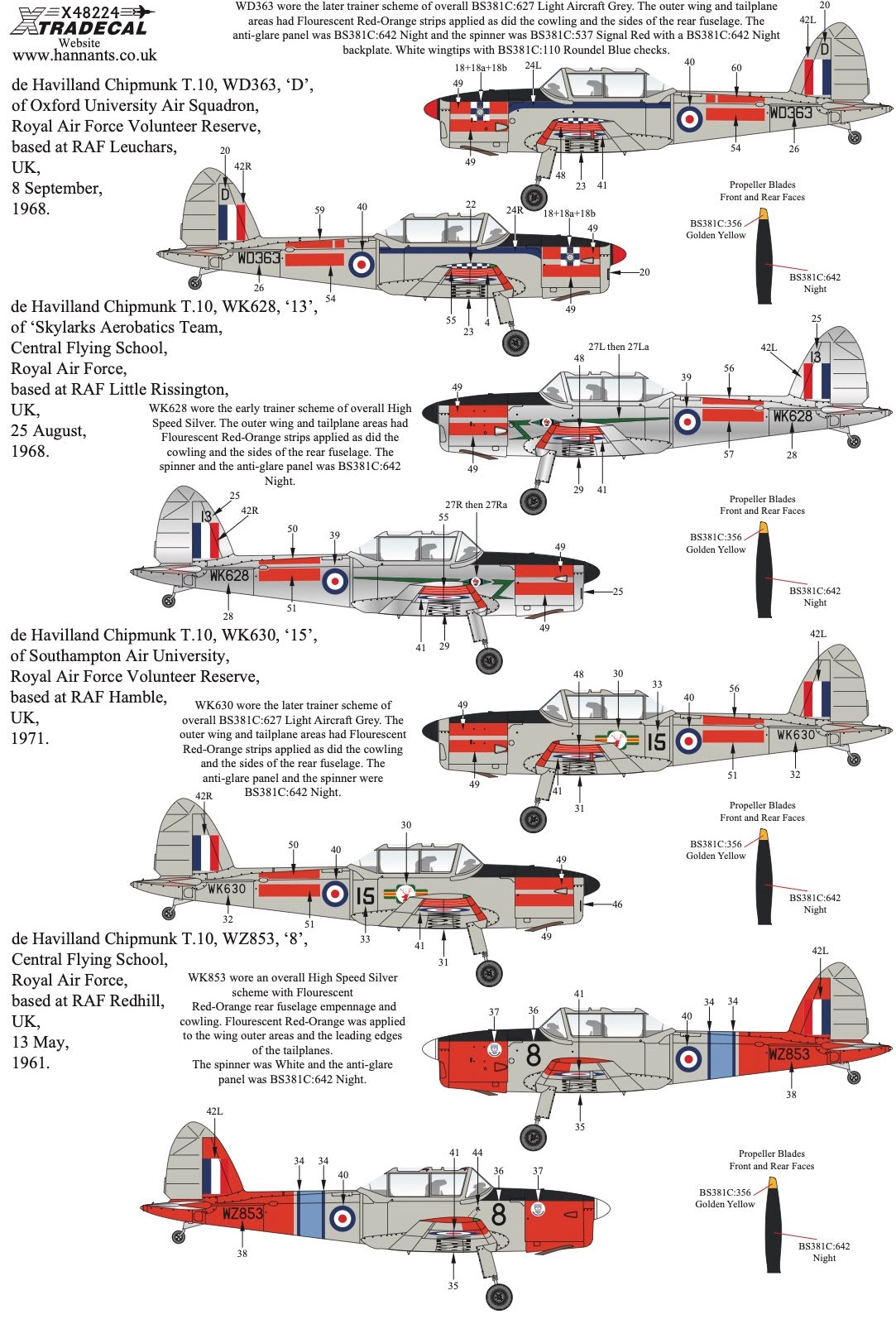 Xtradecal 48224 1:48 de Havilland Chipmunk in Military Service Part 4