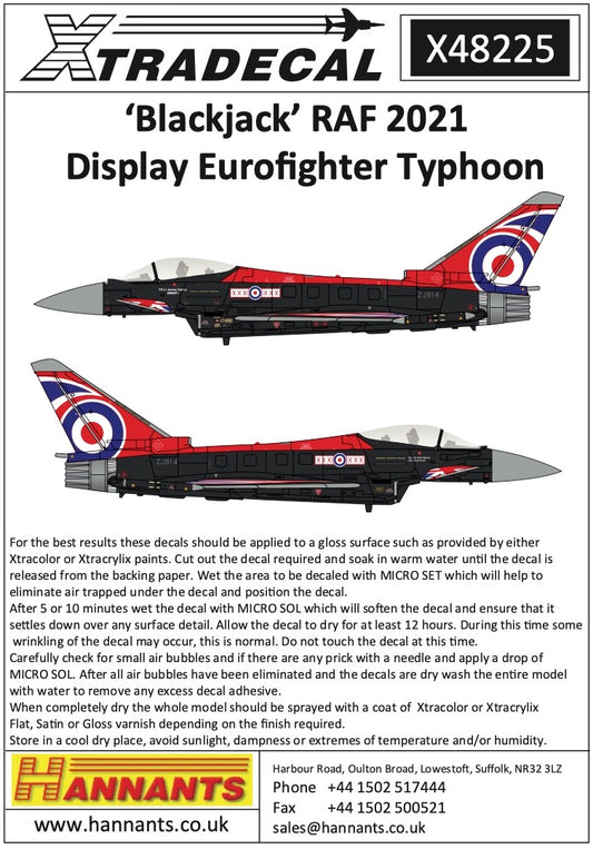 Xtradecal 48225 1:48 âBlackjackâ RAF 2021 Display Eurofighter Typhoon FGR.4