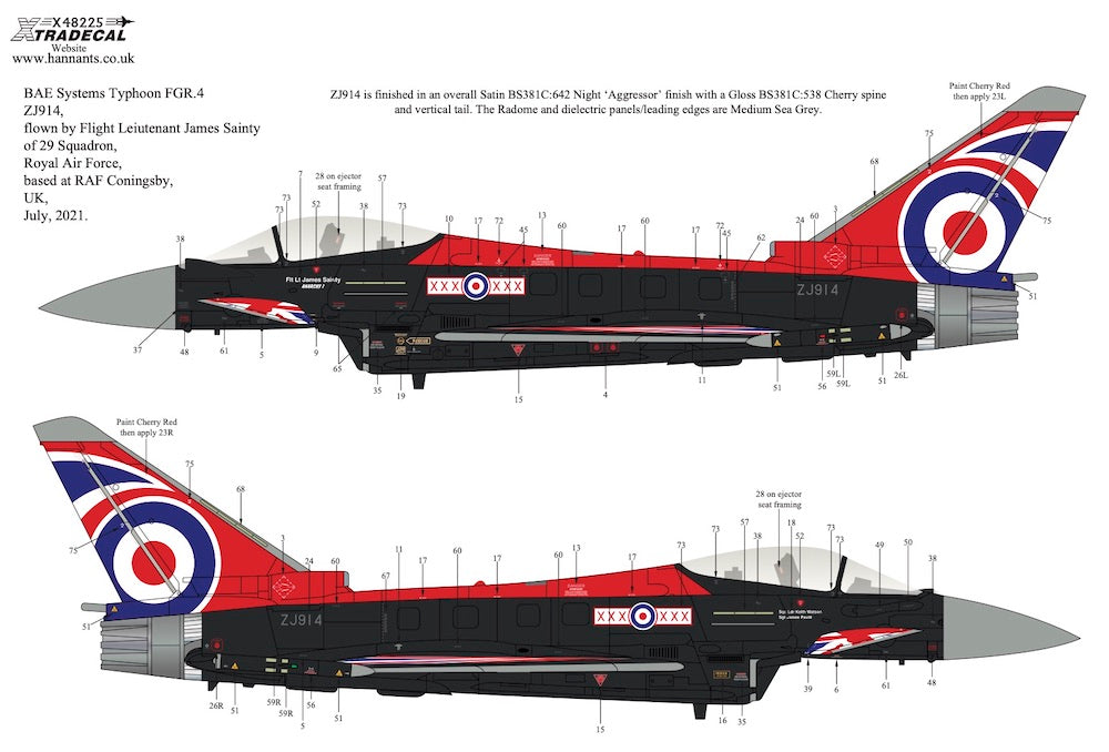 Xtradecal 48225 1:48 âBlackjackâ RAF 2021 Display Eurofighter Typhoon FGR.4