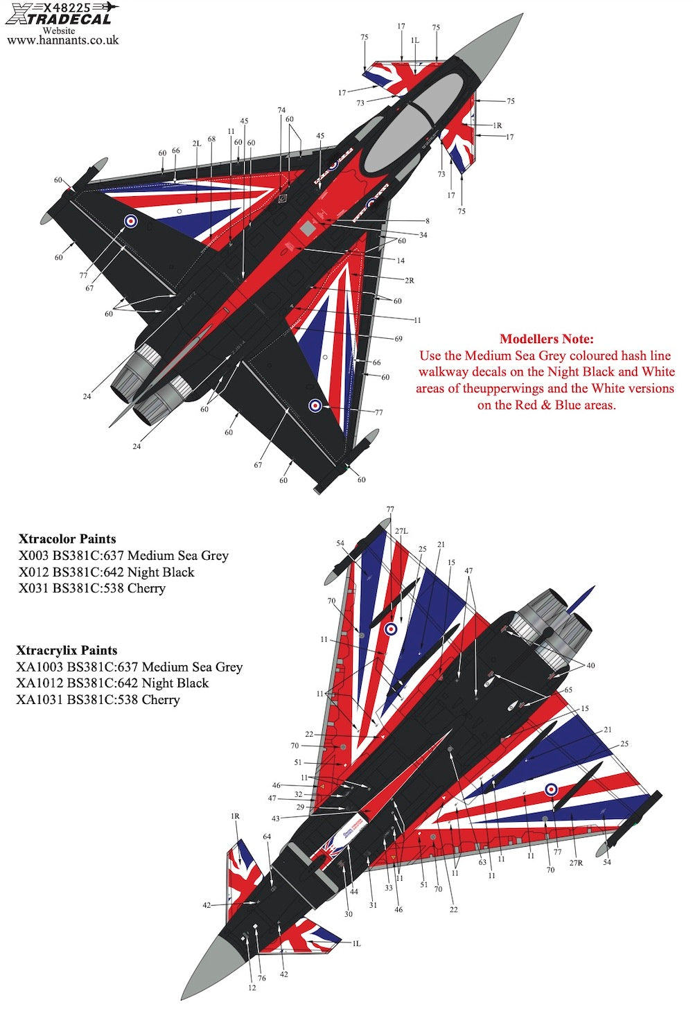 Xtradecal 48225 1:48 âBlackjackâ RAF 2021 Display Eurofighter Typhoon FGR.4