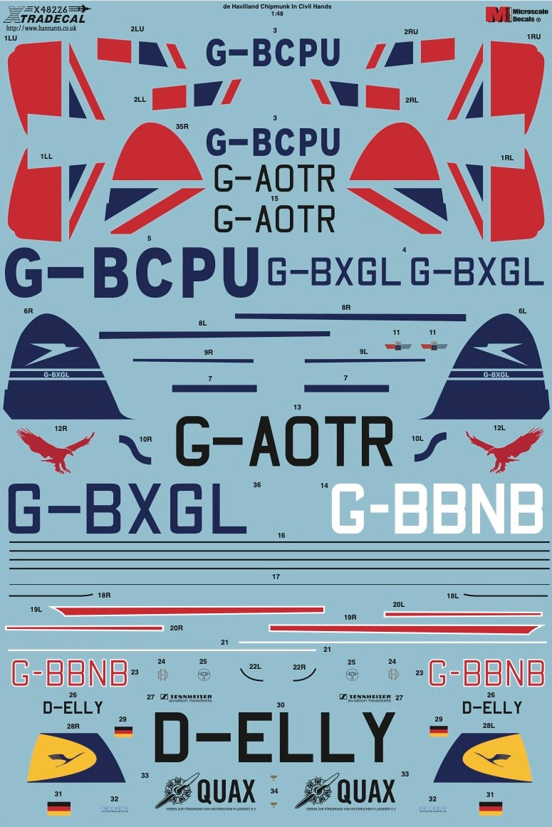 Xtradecal 48226 1:48 de Havilland Chipmunk in Civil Hands