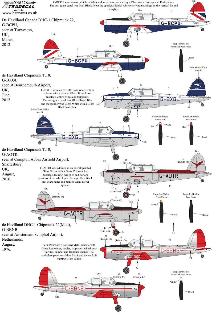 Xtradecal 48226 1:48 de Havilland Chipmunk in Civil Hands