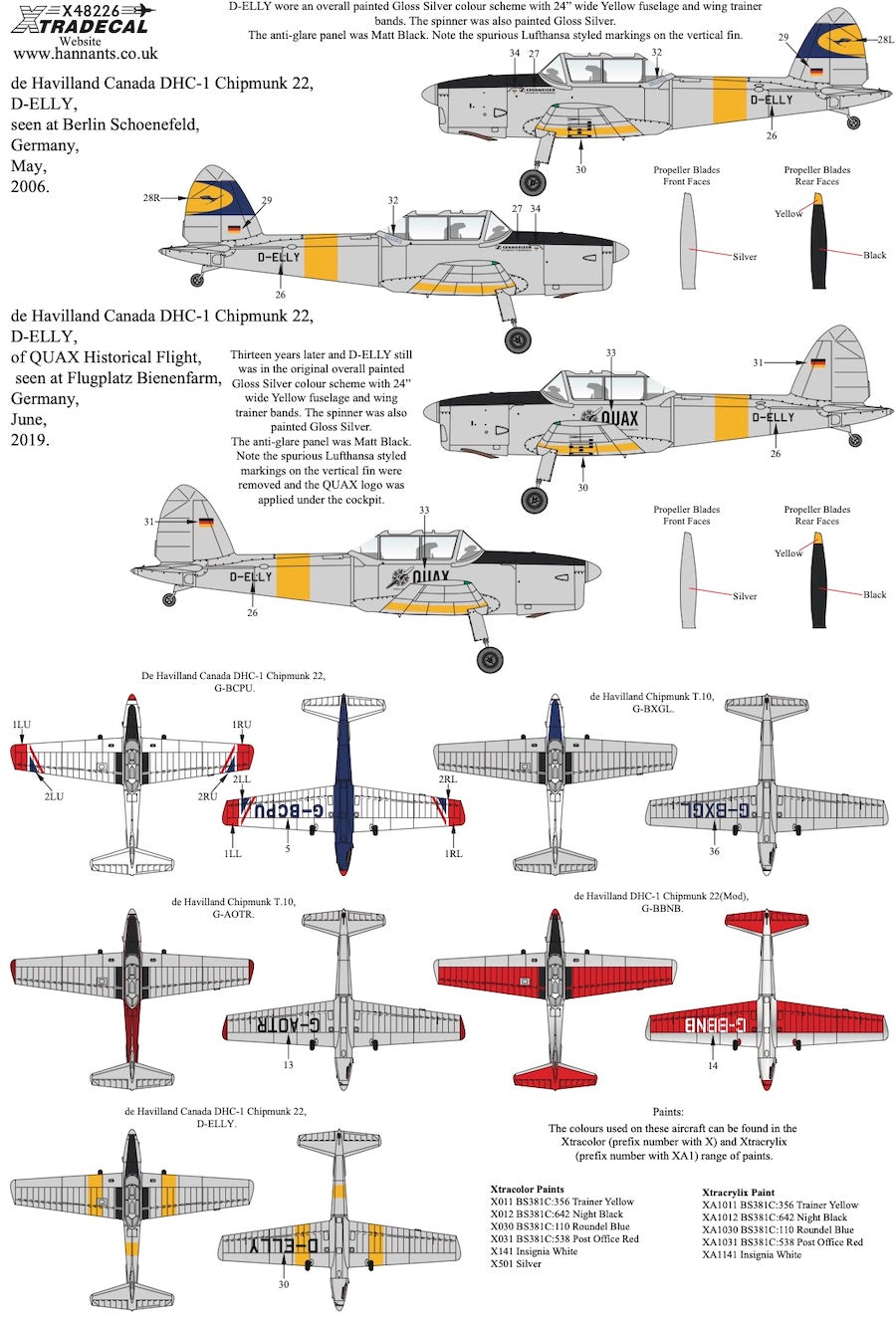 Xtradecal 48226 1:48 de Havilland Chipmunk in Civil Hands