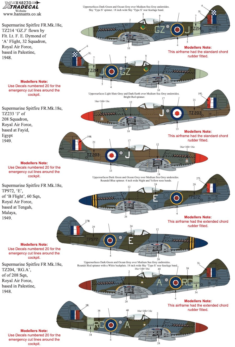 Xtradecal 48230 1:48 Supermarine Spitfire F Mk.XVIII Collection