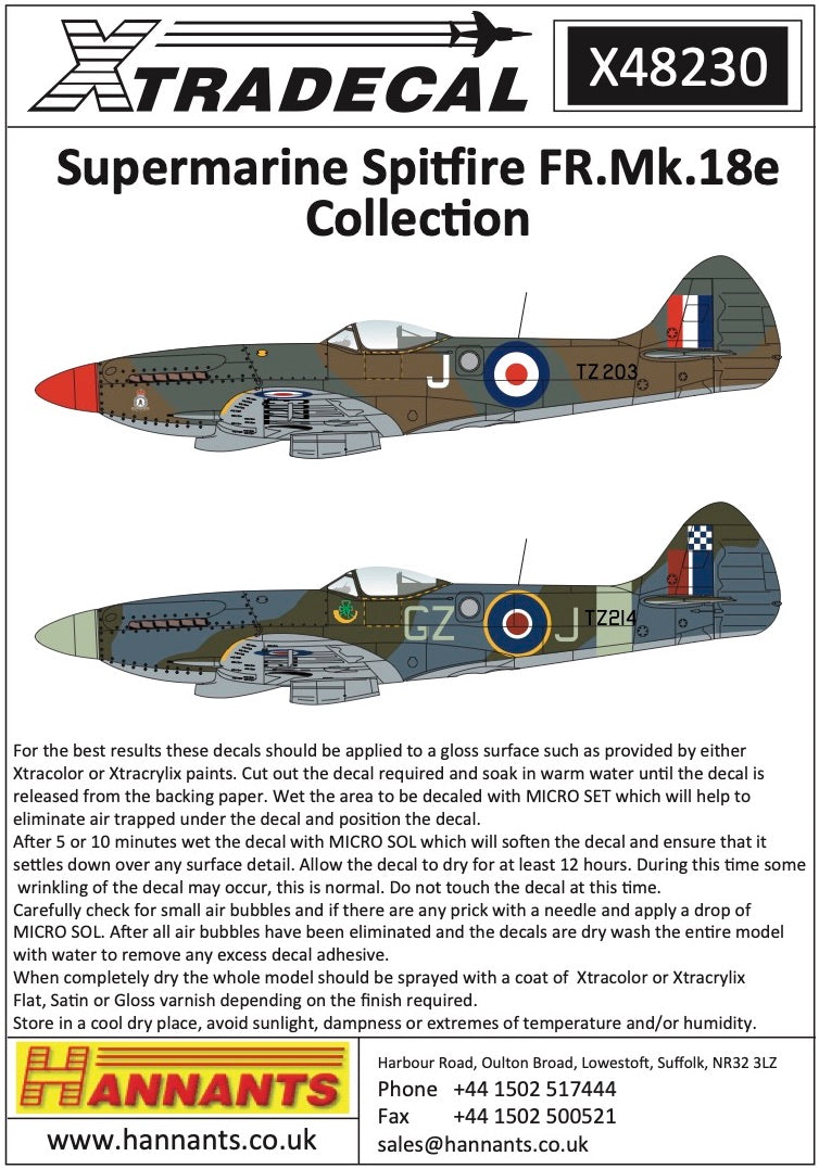 Xtradecal 48230 1:48 Supermarine Spitfire F Mk.XVIII Collection