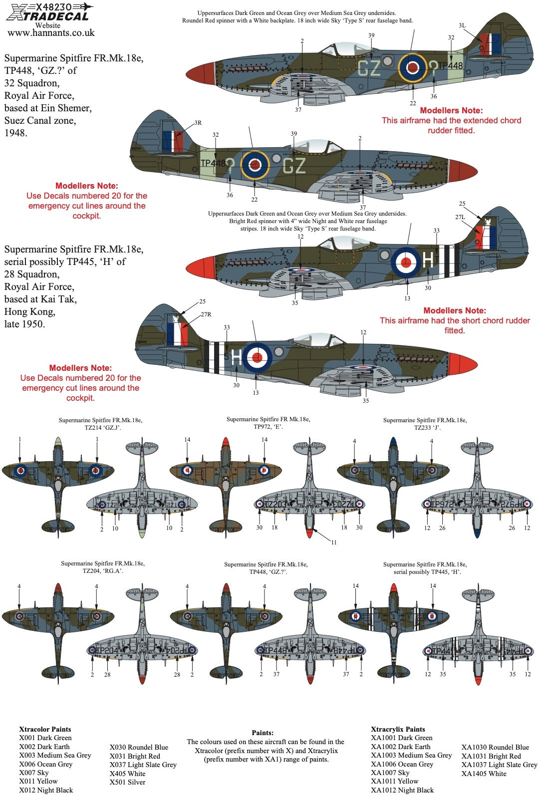 TRICK STAR independent spitfire コンプリート Xtradecal 48230 1:48 Supermarine Spitfire F Mk.XVIII Collection