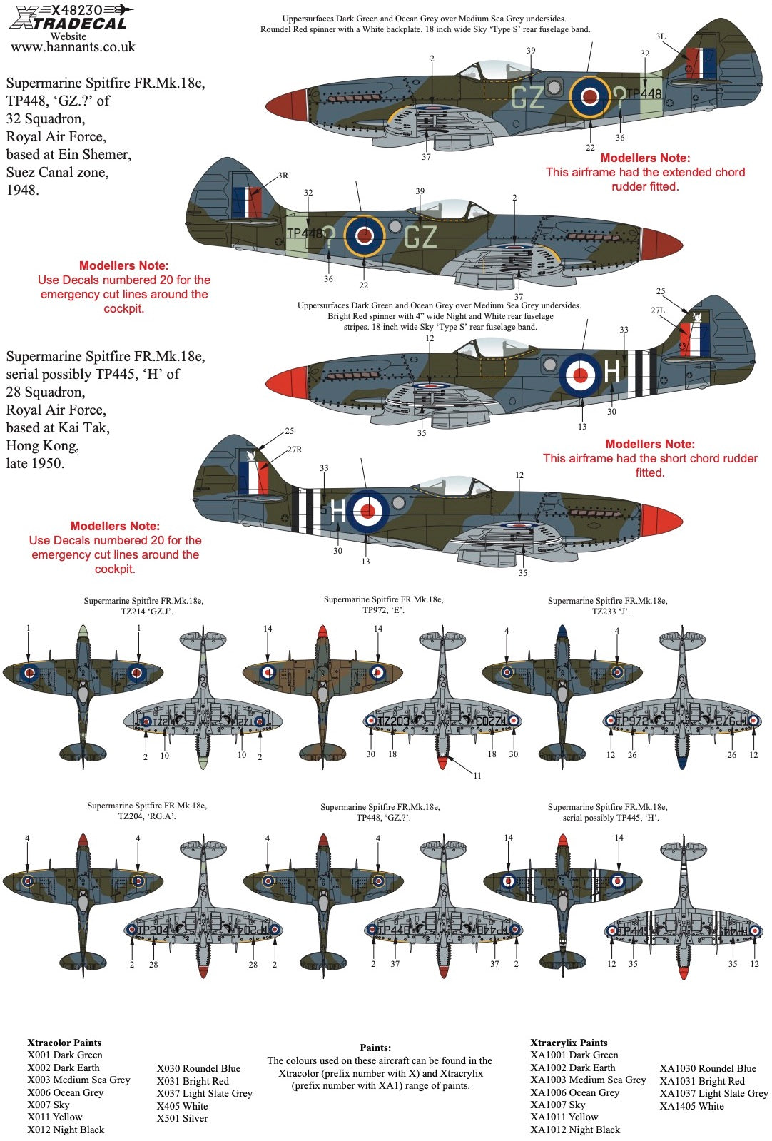 Xtradecal 48230 1:48 Supermarine Spitfire F Mk.XVIII Collection