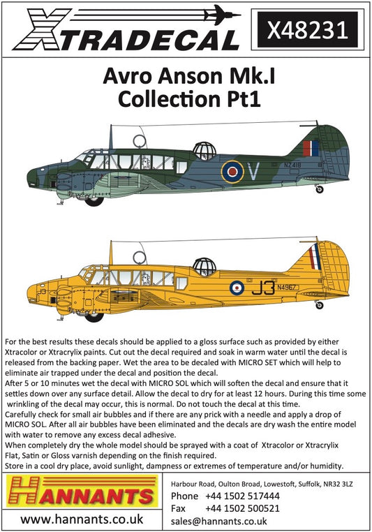 Xtradecal 48231 1:48 Avro Anson Mk.I Part 1